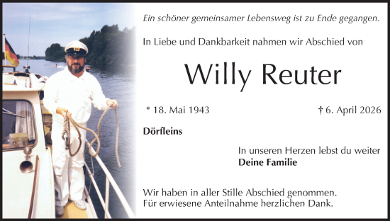 Anzeige von Willy Reuter von MGO