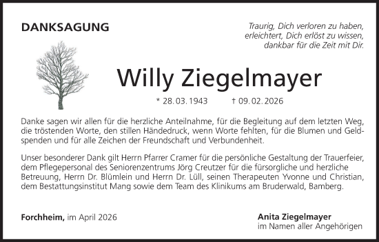 Anzeige von Willy Ziegelmayer von MGO