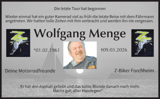 Anzeige von Wolfgang Menge von MGO
