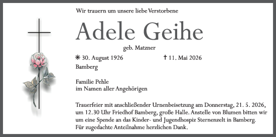 Anzeige von Adele Geihe von MGO