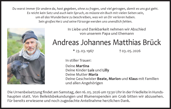 Anzeige von Andreas Johannes Matthias Brück von MGO