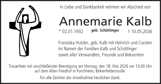 Anzeige von Annemarie Kalb von MGO