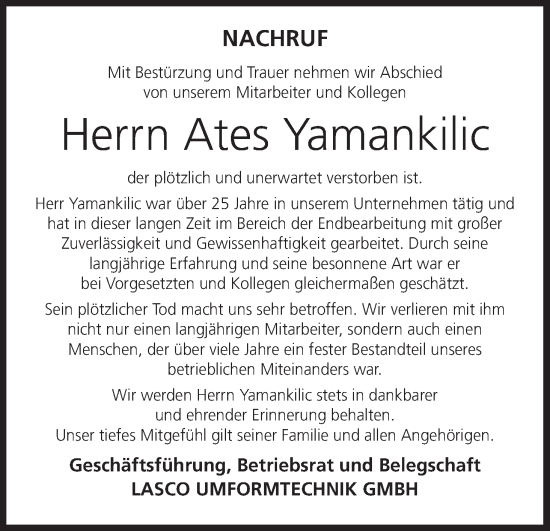 Anzeige von Ates Yamankilic von MGO