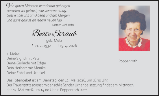 Anzeige von Beate Straub von MGO