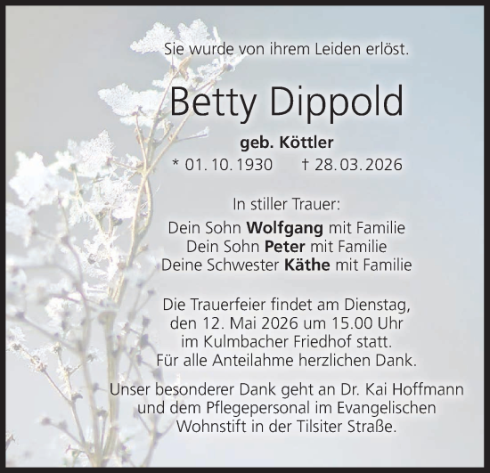 Anzeige von Betty Dippold von MGO