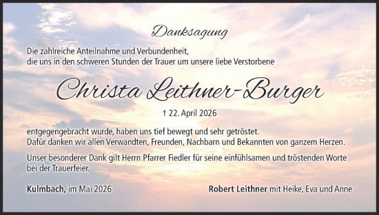 Anzeige von Christa Leithner-Burger von MGO