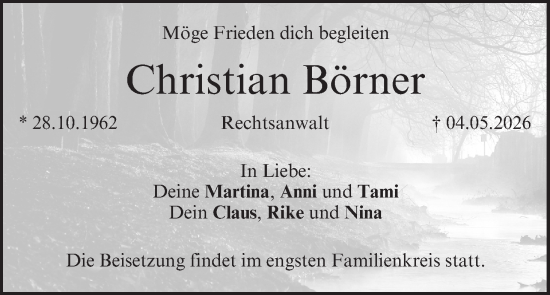 Anzeige von Christian Börner von MGO