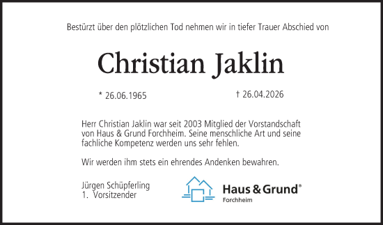 Anzeige von Christian Jaklin von MGO