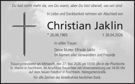 Anzeige von Christian Jaklin von MGO