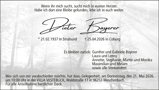 Anzeige von Dieter Bayerer von MGO