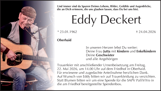 Anzeige von Eddy Deckert von MGO