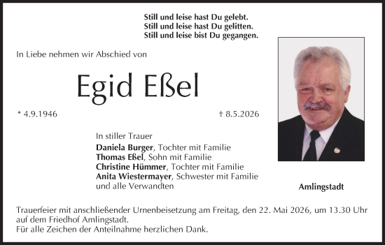 Anzeige von Egid Eßel von MGO