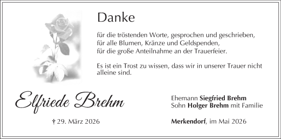 Anzeige von Elfriede Brehm von MGO