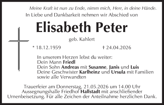 Anzeige von Elisabeth Peter von MGO