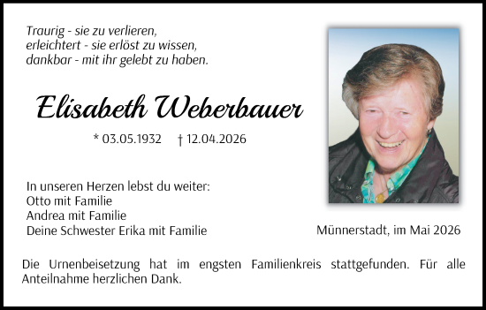 Anzeige von Elisabeth Weberbauer von MGO