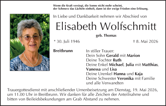 Anzeige von Elisabeth Wolfschmitt von MGO