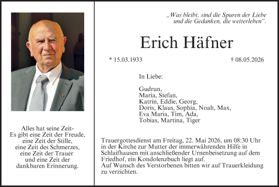 Anzeige von Erich Häfner von MGO