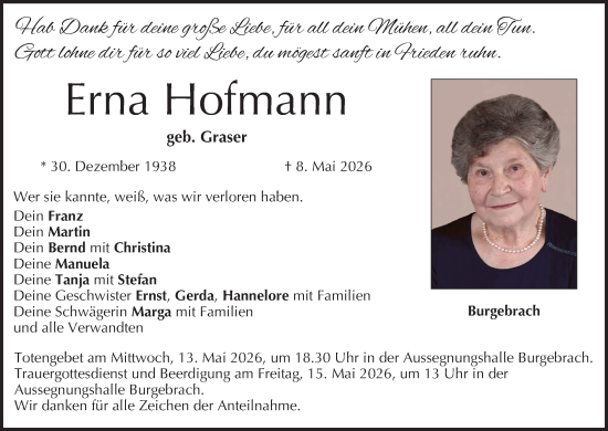 Anzeige von Erna Hofmann von MGO