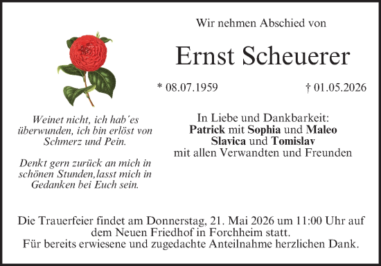 Anzeige von Ernst Scheuerer von MGO