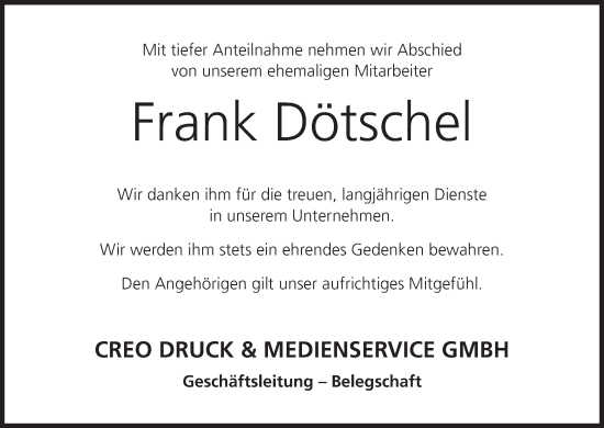 Anzeige von Frank Dötschel von MGO
