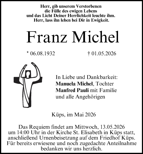 Anzeige von Franz Michel von MGO