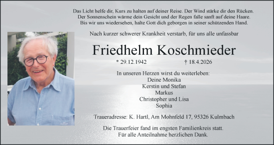 Anzeige von Friedhelm Koschmieder von MGO