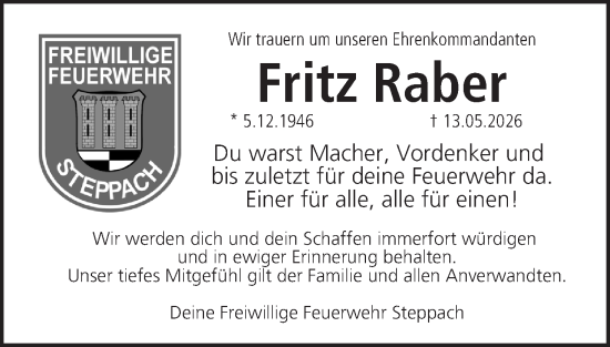 Anzeige von Fritz Raber von MGO
