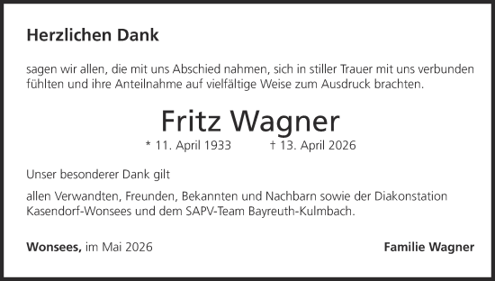 Anzeige von Fritz Wagner von MGO