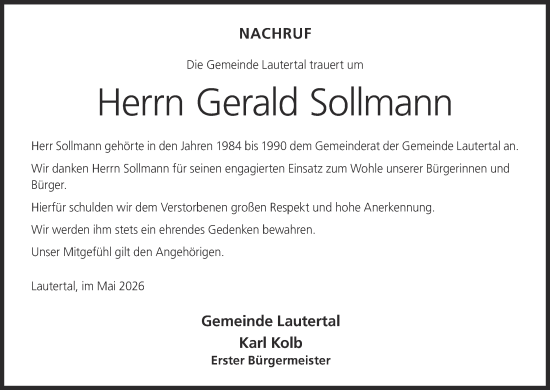Anzeige von Gerald Sollmann von MGO