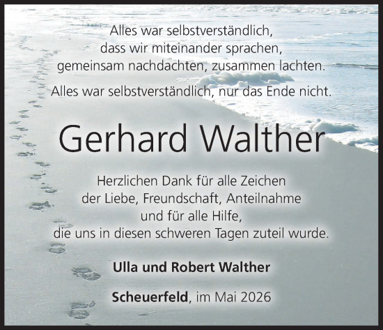 Anzeige von Gerhard Walther von MGO