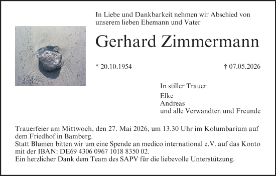 Anzeige von Gerhard Zimmermann von MGO