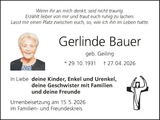 Anzeige von Gerlinde Bauer von MGO
