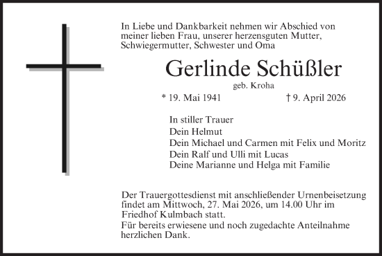 Anzeige von Gerlinde Schüßler von MGO