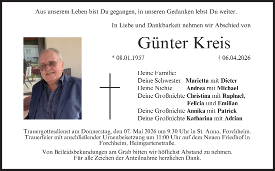 Anzeige von Günter Kreis von MGO