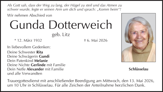 Anzeige von Gunda Dotterweich von MGO