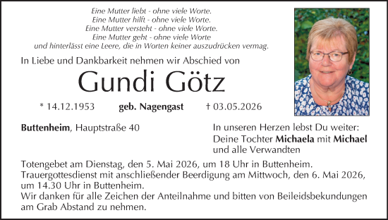 Anzeige von Gundi Götz von MGO