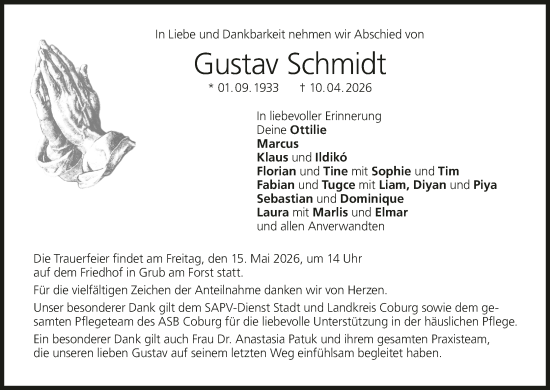 Anzeige von Gustav Schmidt von MGO
