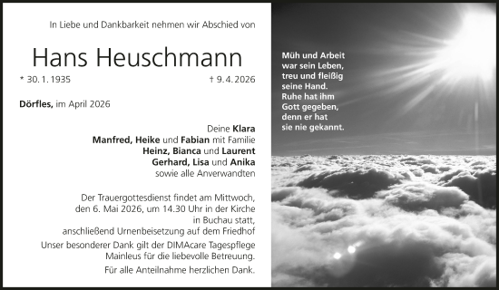Anzeige von Hans Heuschmann von MGO