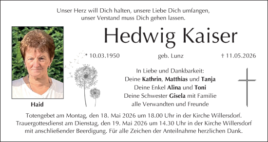 Anzeige von Hedwig Kaiser von MGO