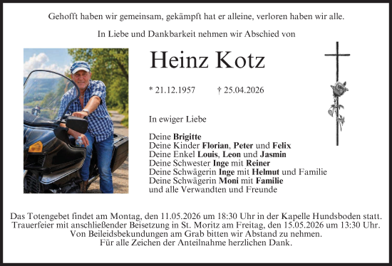 Anzeige von Heinz Kotz von MGO