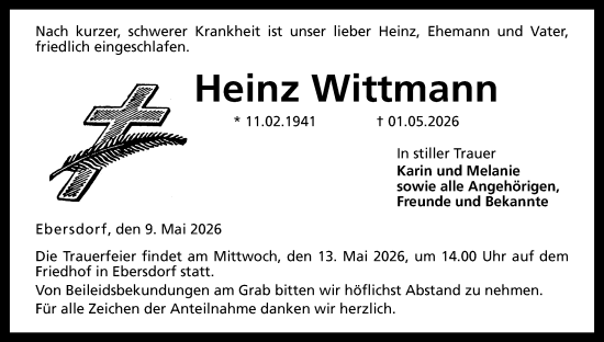 Anzeige von Heinz Wittmann von MGO