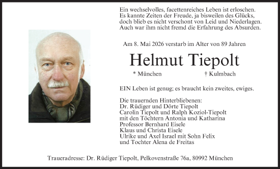 Anzeige von Helmut Tiepolt von MGO