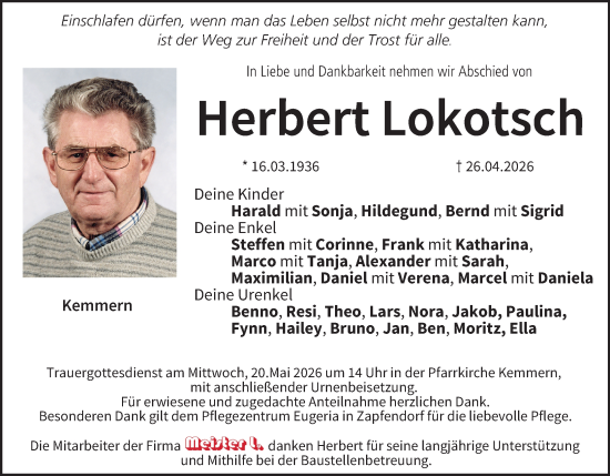 Anzeige von Herbert Lokotsch von MGO