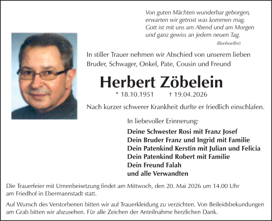 Anzeige von Herbert Zöbelein von MGO