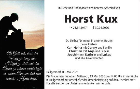 Anzeige von Horst Kux von MGO