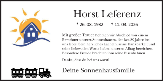 Anzeige von Horst Leferenz von MGO