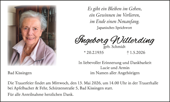 Anzeige von Ingeborg Willerding von MGO