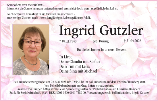 Anzeige von Ingrid Gutzler von MGO