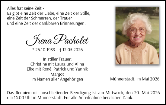 Anzeige von Irena Pacholet von MGO