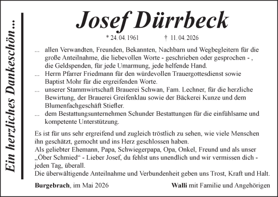Anzeige von Josef Dürrbeck von MGO
